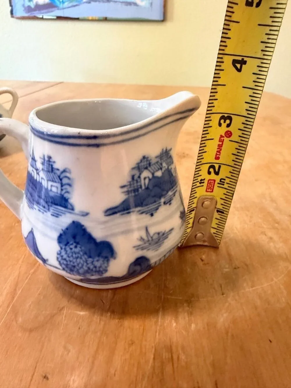 Vintage Canton Chinoiserie Cream & Sugar Set with Butterfly Lid – Blue and White - Picture 4 of 14